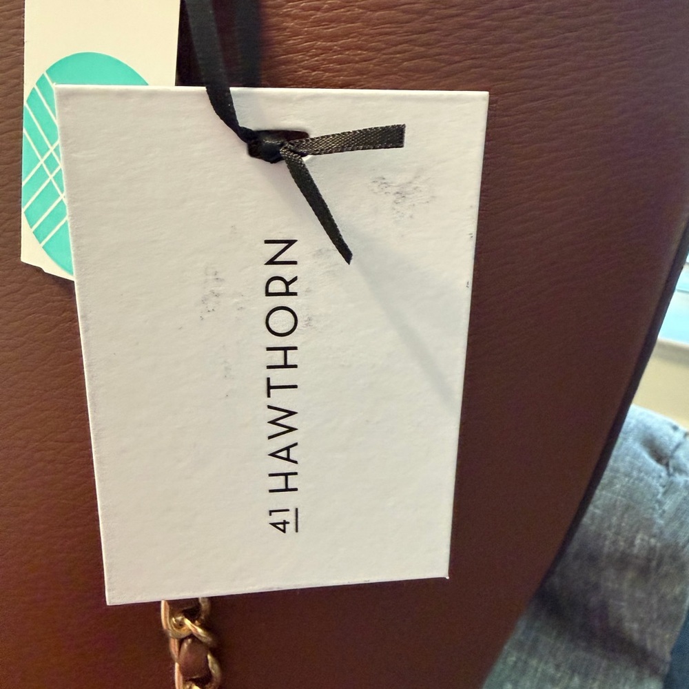 41 Hawthorn Brown Tote with Gold Chain Detail